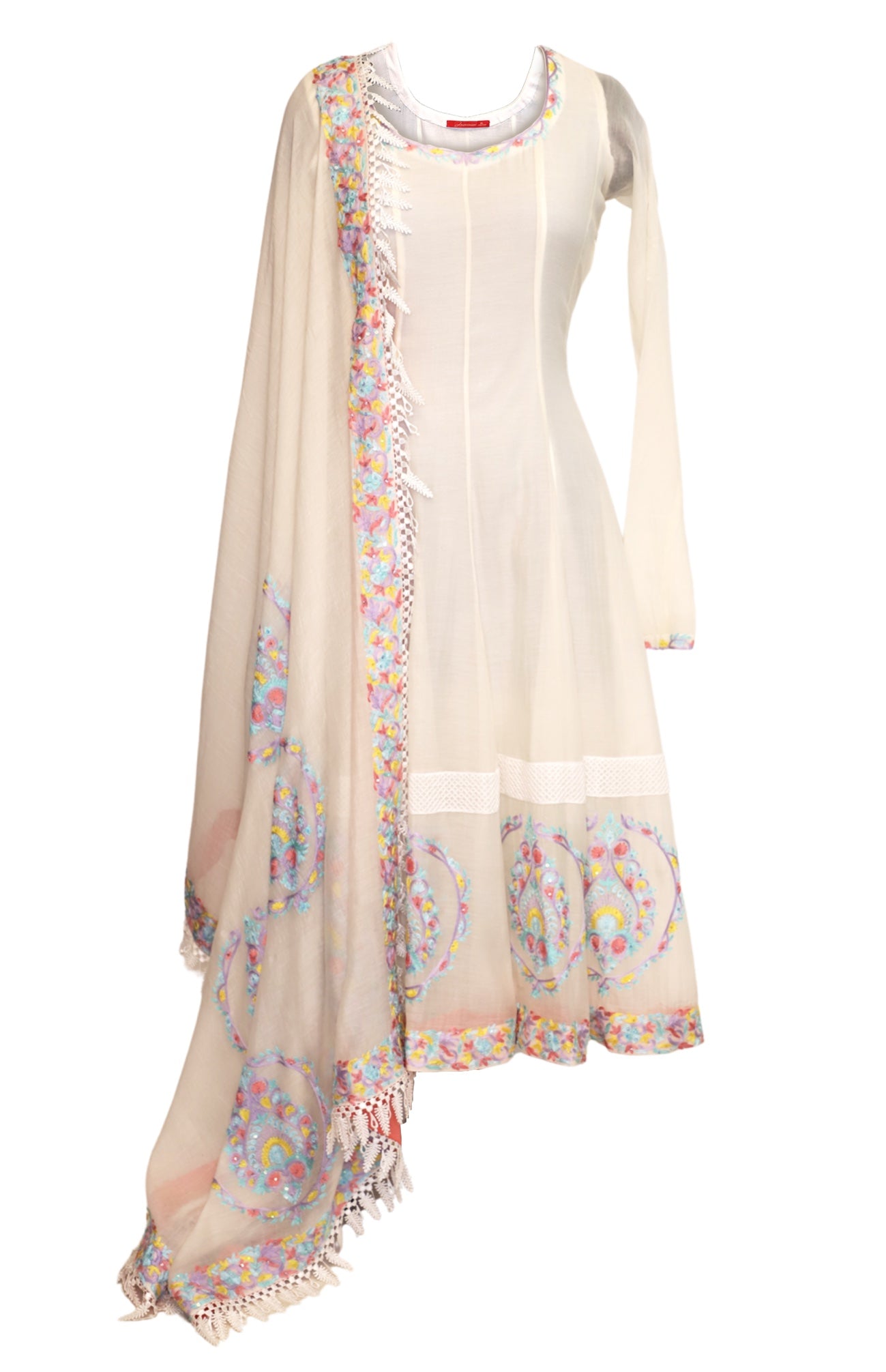 White Mull Anarkali