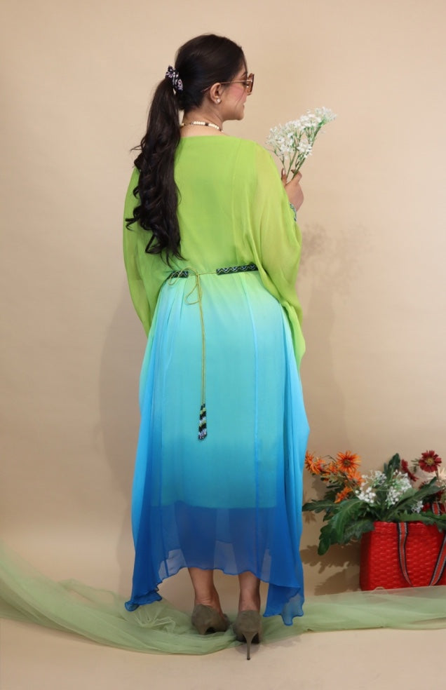 Ombré Chiffon Beaded Kaftan - MACAW