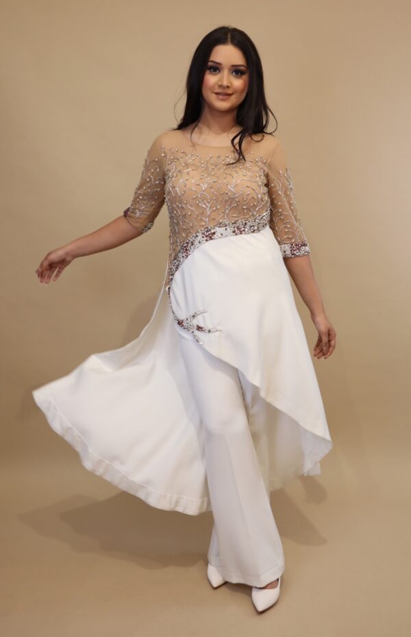 Asymmetric Co-ord Set With Rhinestone Embroidery