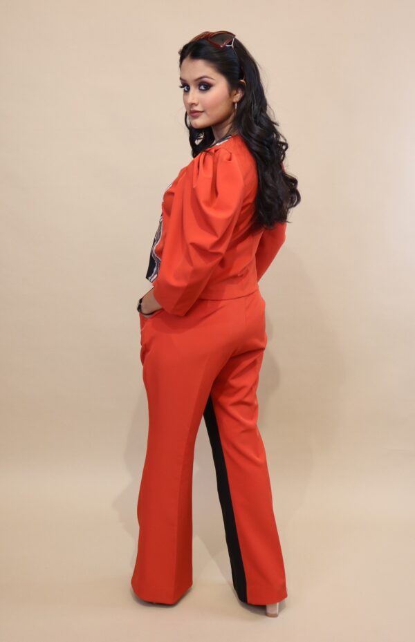Burnt Orange And Black Colour Block Co-ord Set