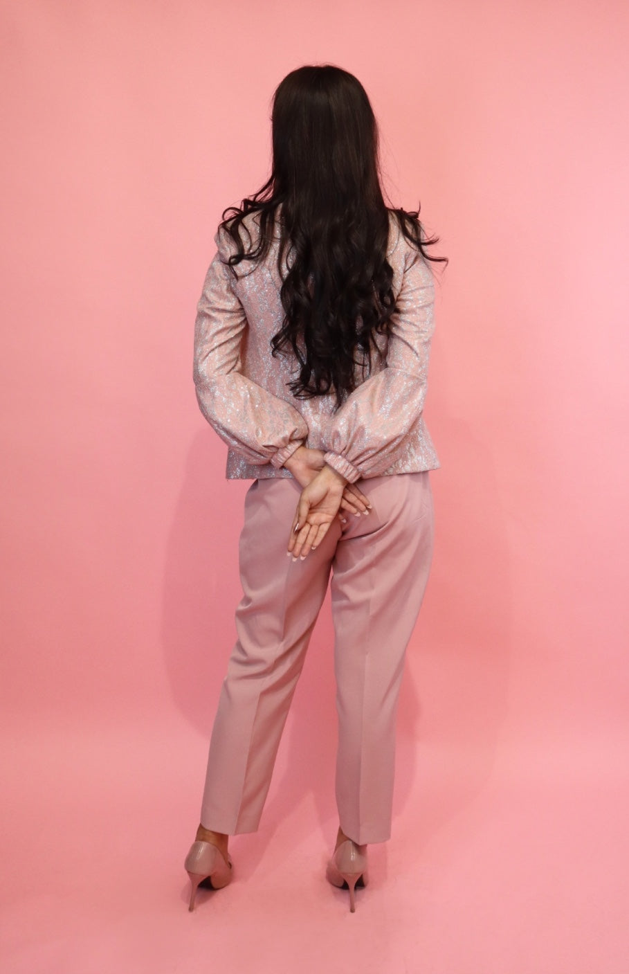 Onion Pink Shimmer Jacket Co-ord Set