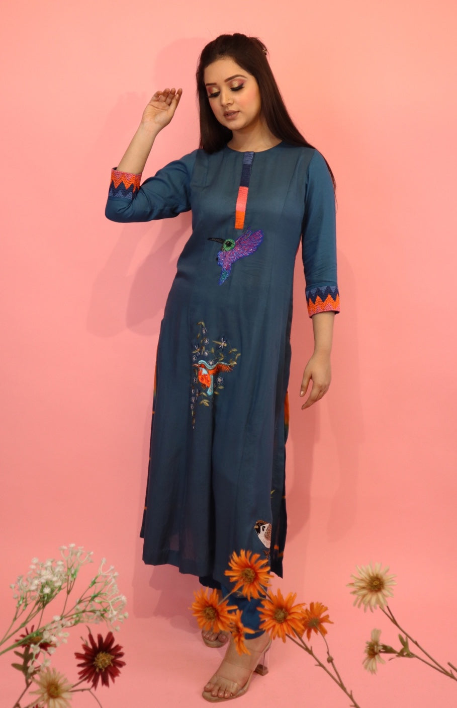 Mul Mul Kurta Set - INDIGO