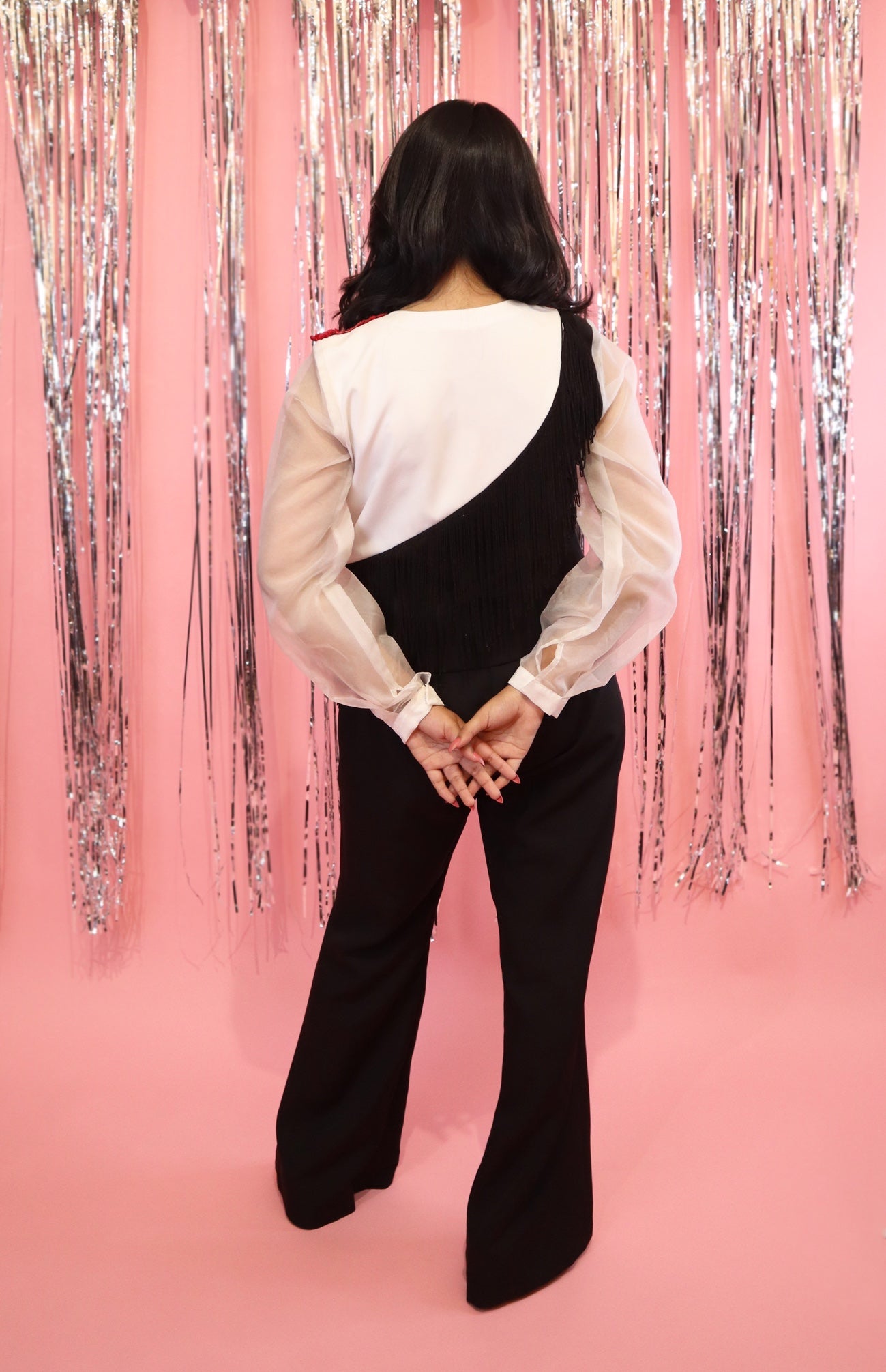 Fringed Co-ord Set With 3D Flowers