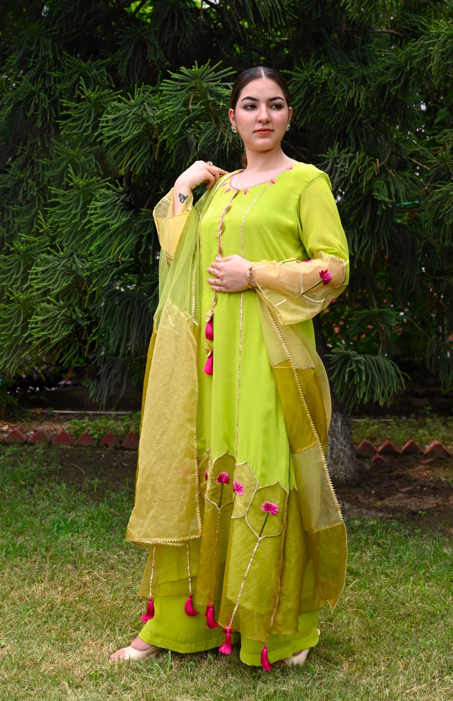 Georgette Suit With Organza Design