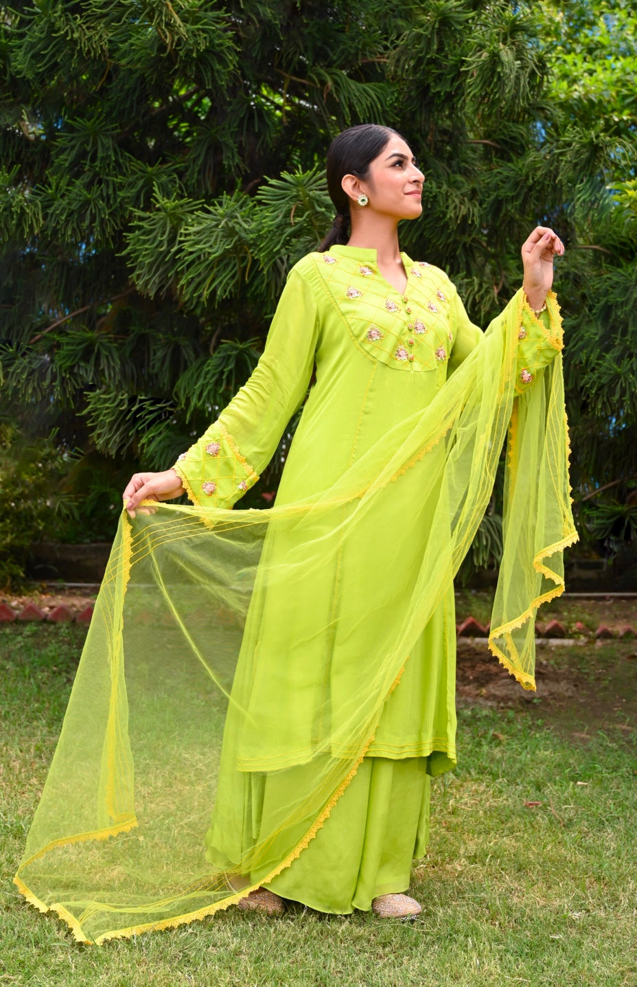 Chiffon Suit With Bullion Embroidery