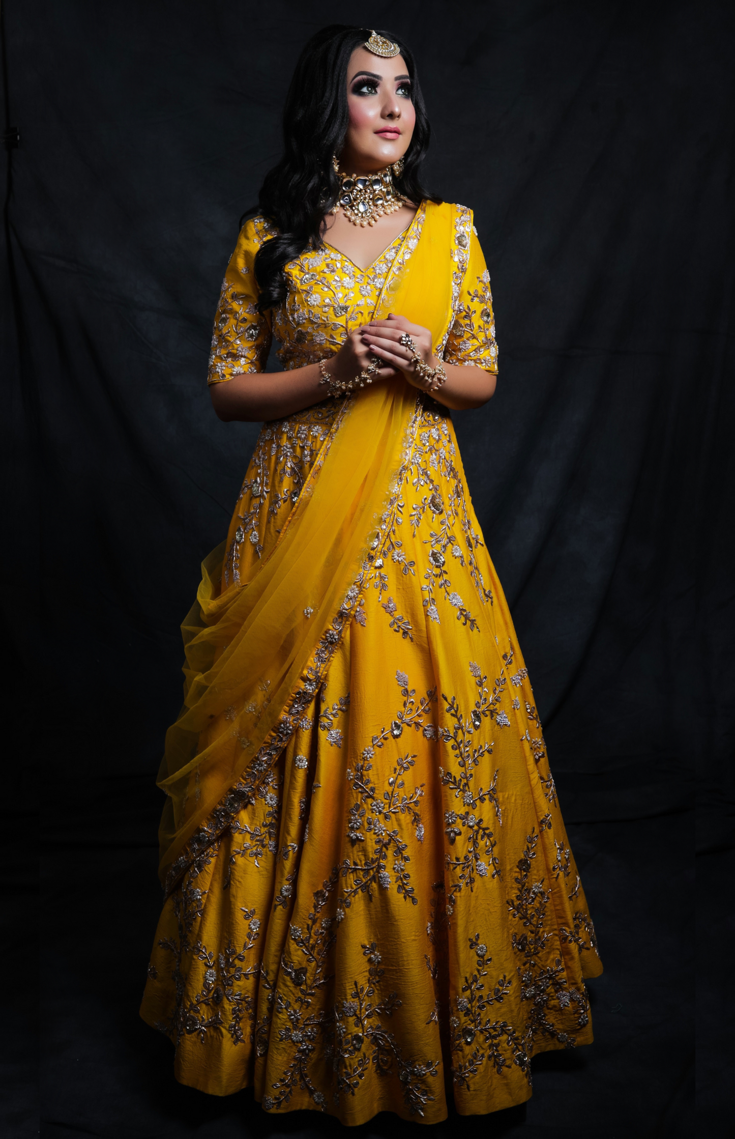 Yellow Raw Silk Lehnga