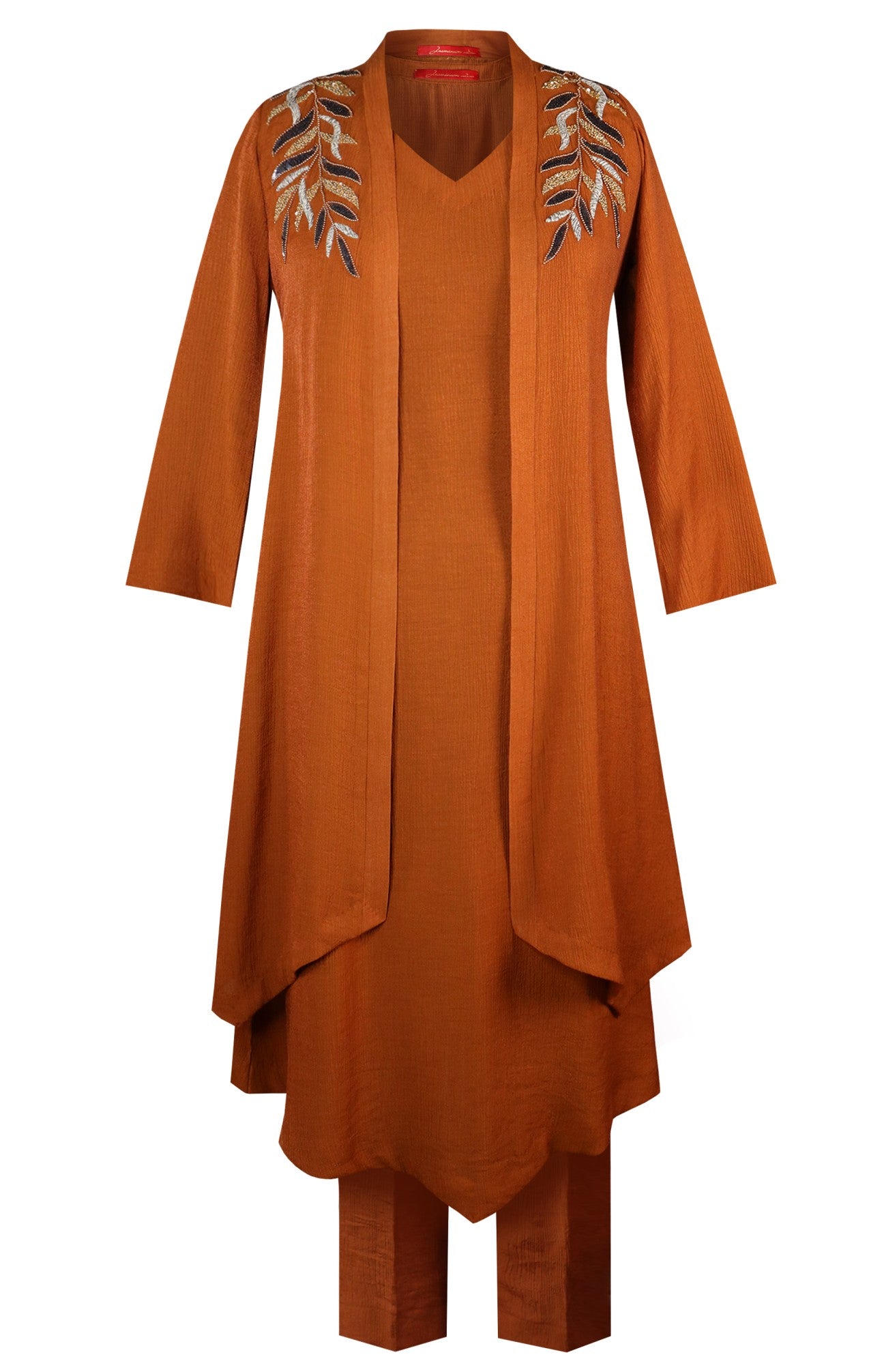 Palm Leaves 3Pc Kurta Set - SIENNA