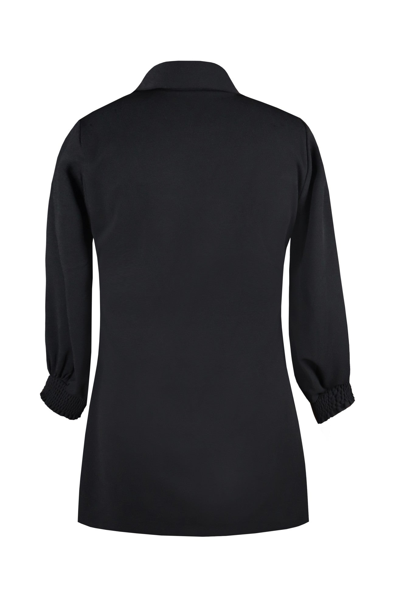 3D Embroidery Balloon Sleeves Top - BLACK