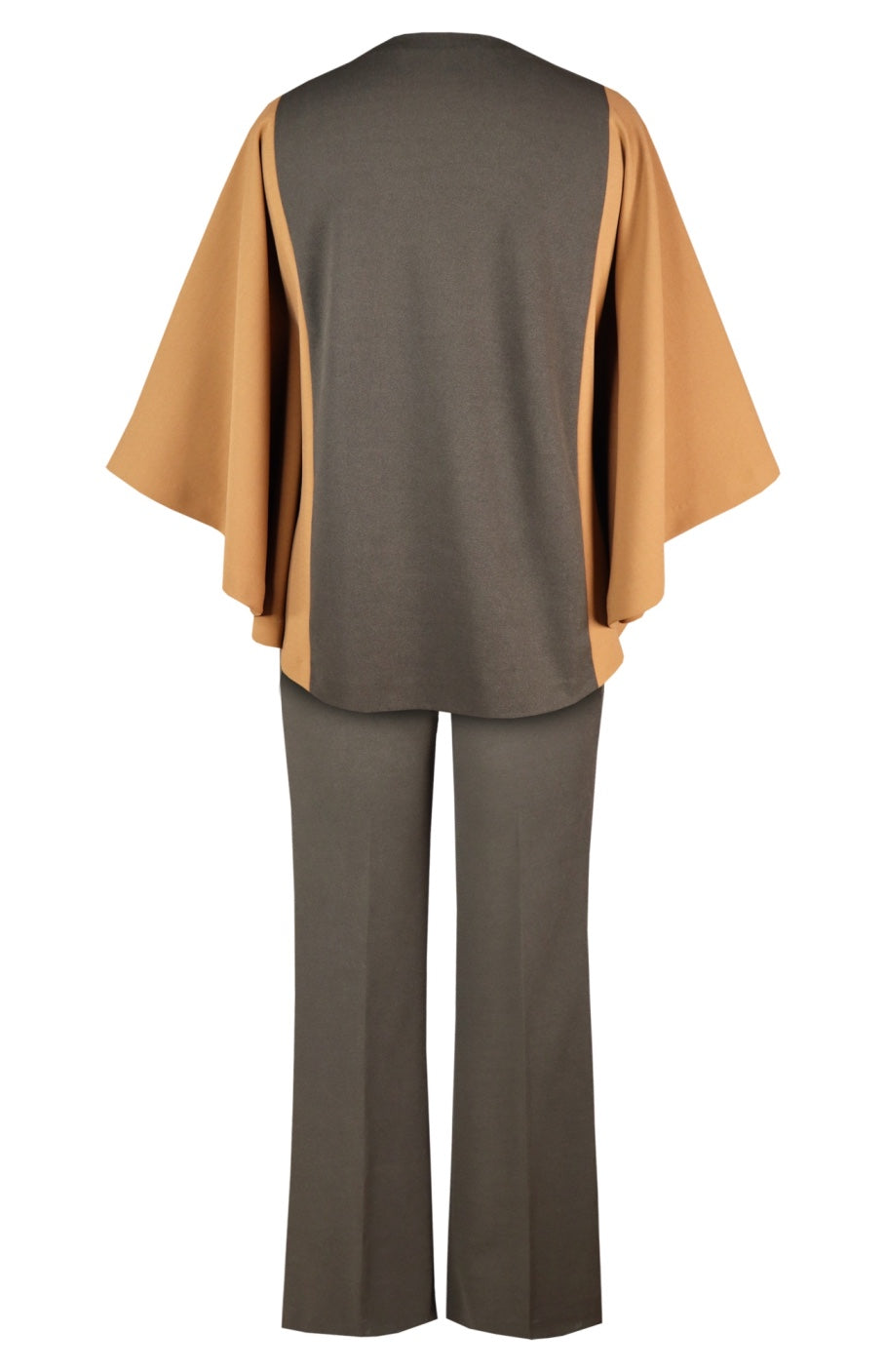 3D Leaves Embroidery Cape Co-ord Set - OLIVE