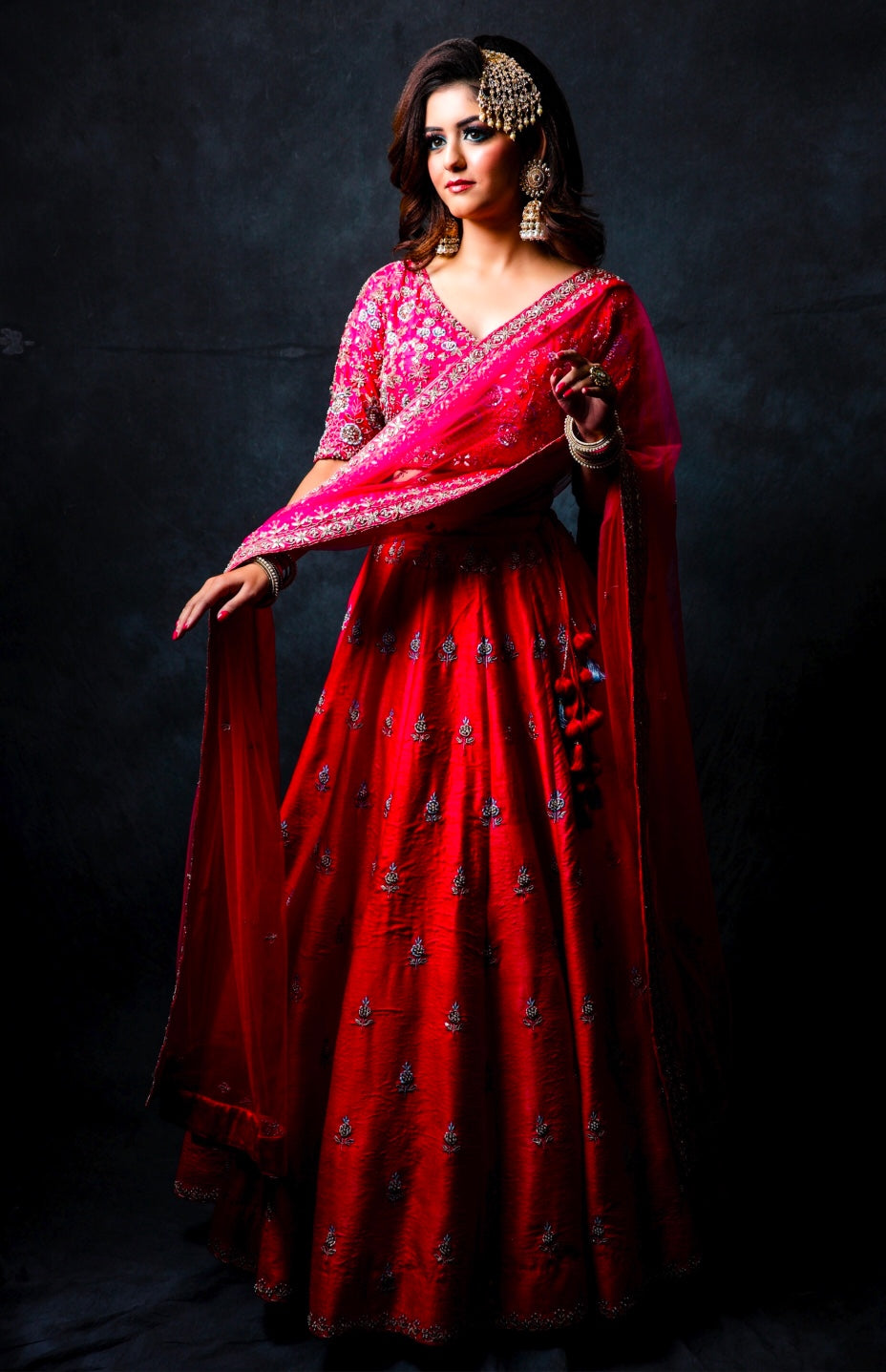 Raw Silk Lehnga - HOT PINK