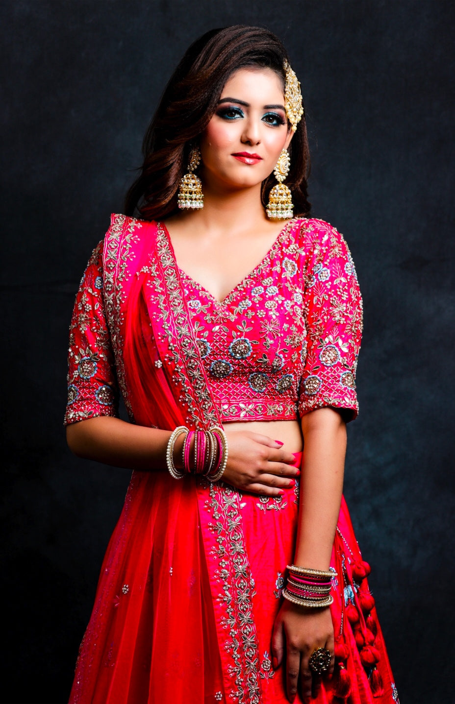 Raw Silk Lehnga - HOT PINK