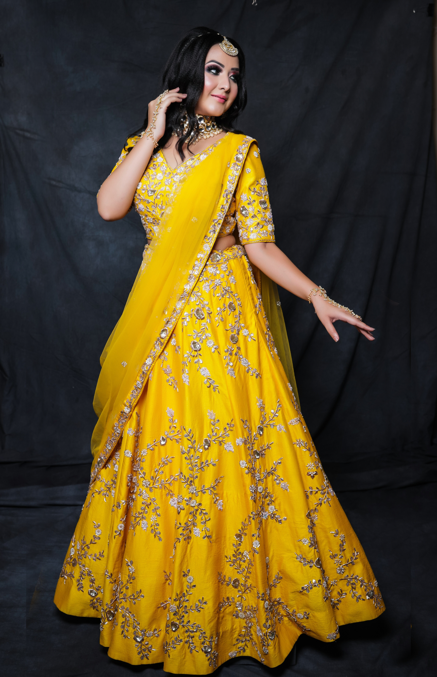 Yellow Raw Silk Lehnga