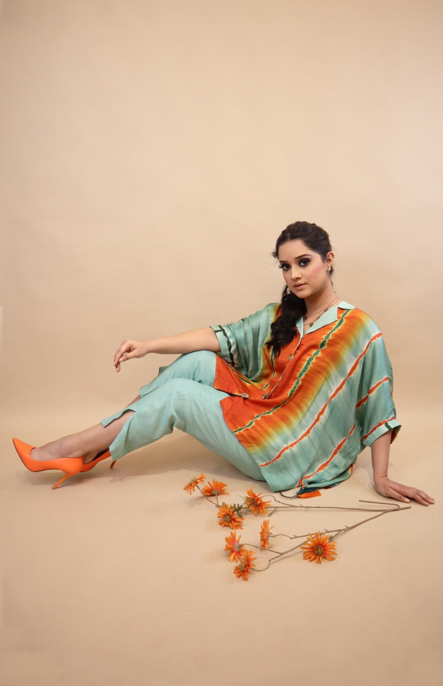 Tie n Dye Kaftan Top Set
