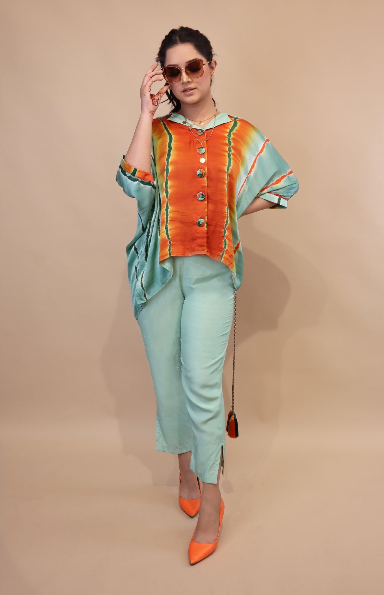 Tie n Dye Kaftan Top Set