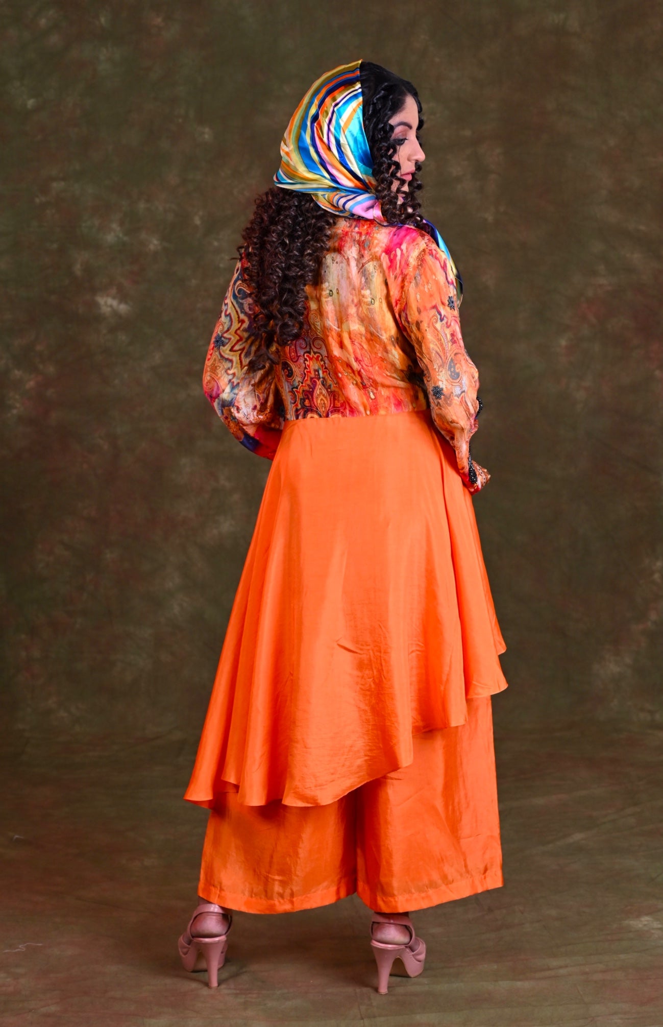 Asymmetric Silk Kurta With Culottes