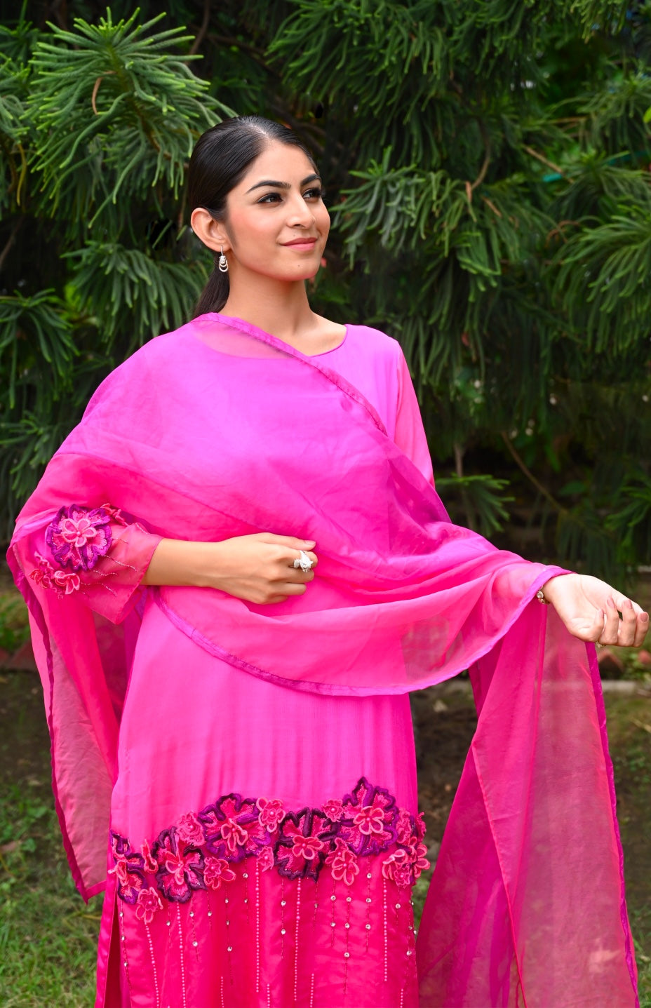 Chiffon Suit With 3D Embroidery