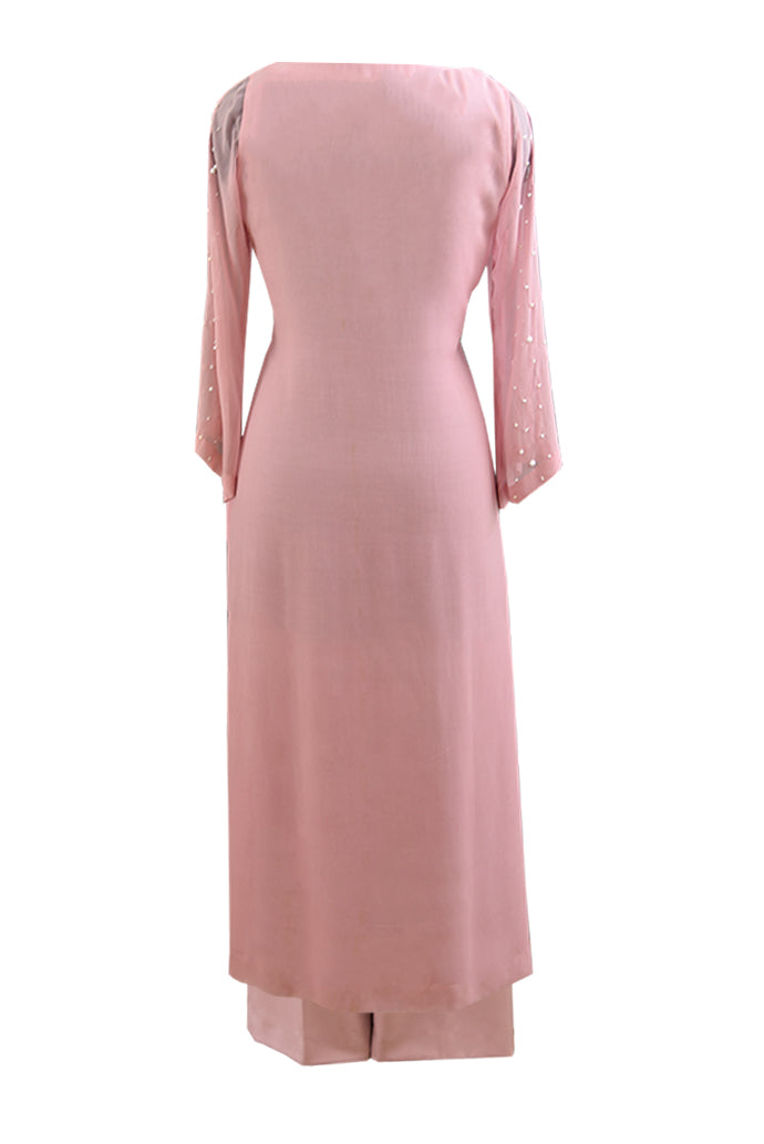 Asymmetric Georgette Kurta With Pants