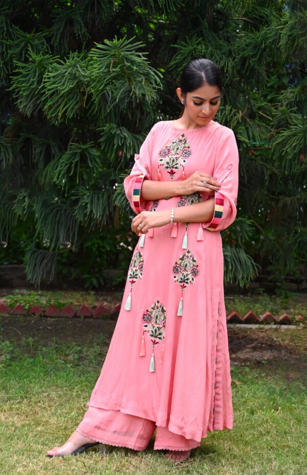 Chiffon Kalidaar Suit With Aari Bootas