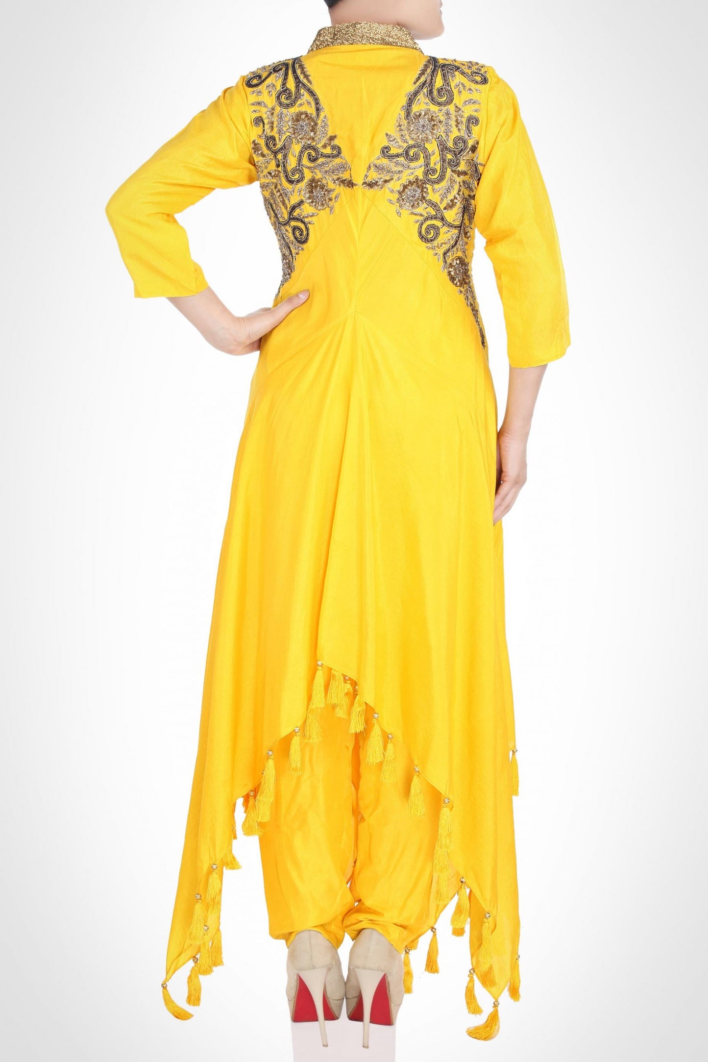 Yellow Asymmetric Silk Dress