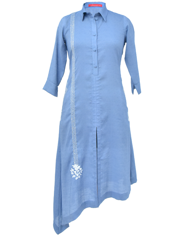 Denim Linen Asymmetrical Kurta