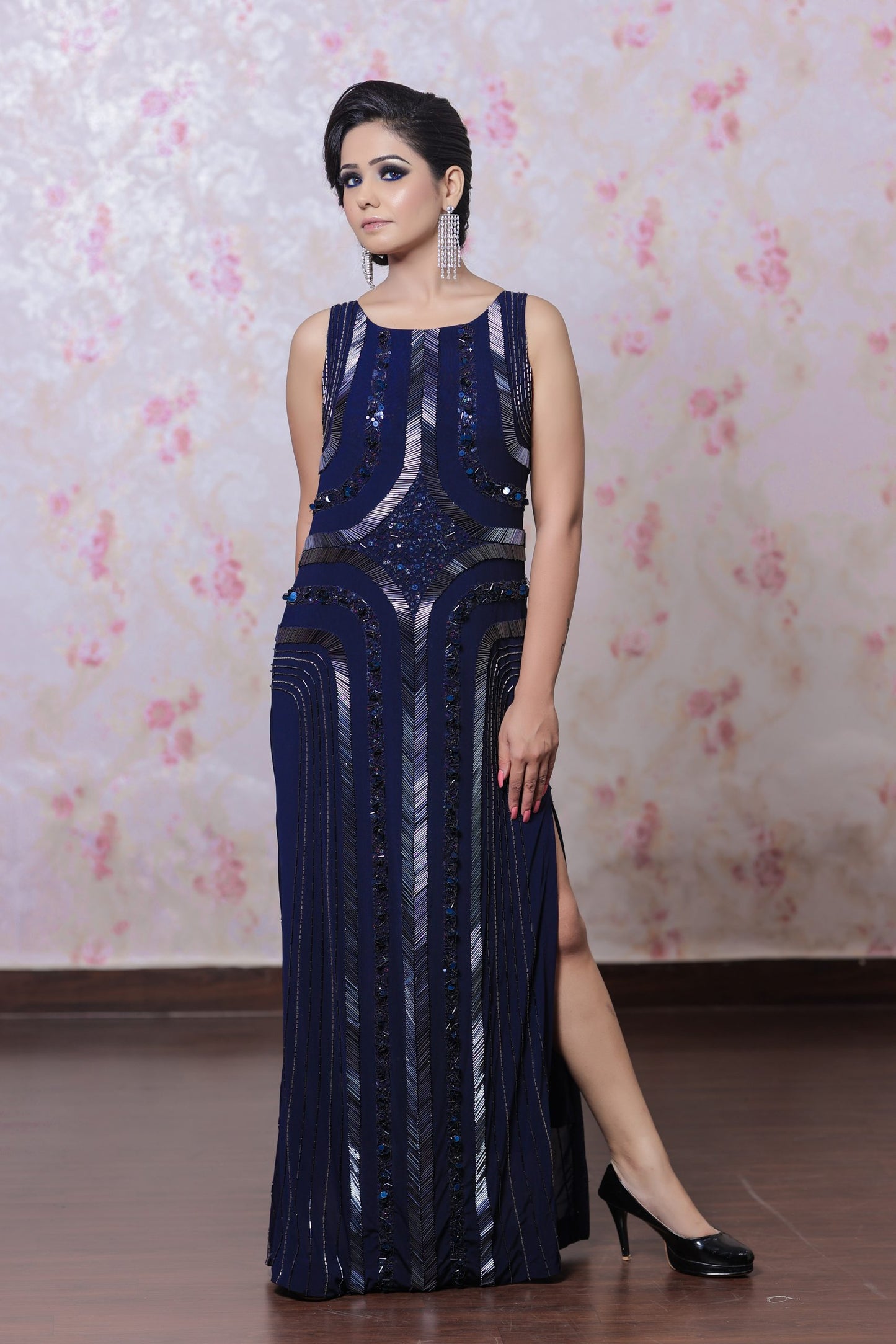 Navy Blue Maxi With Side Slit