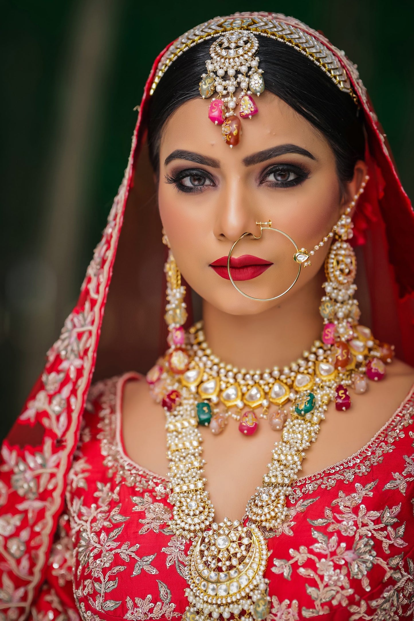Red Paisley Jaal Embroidery Bridal Lehnga