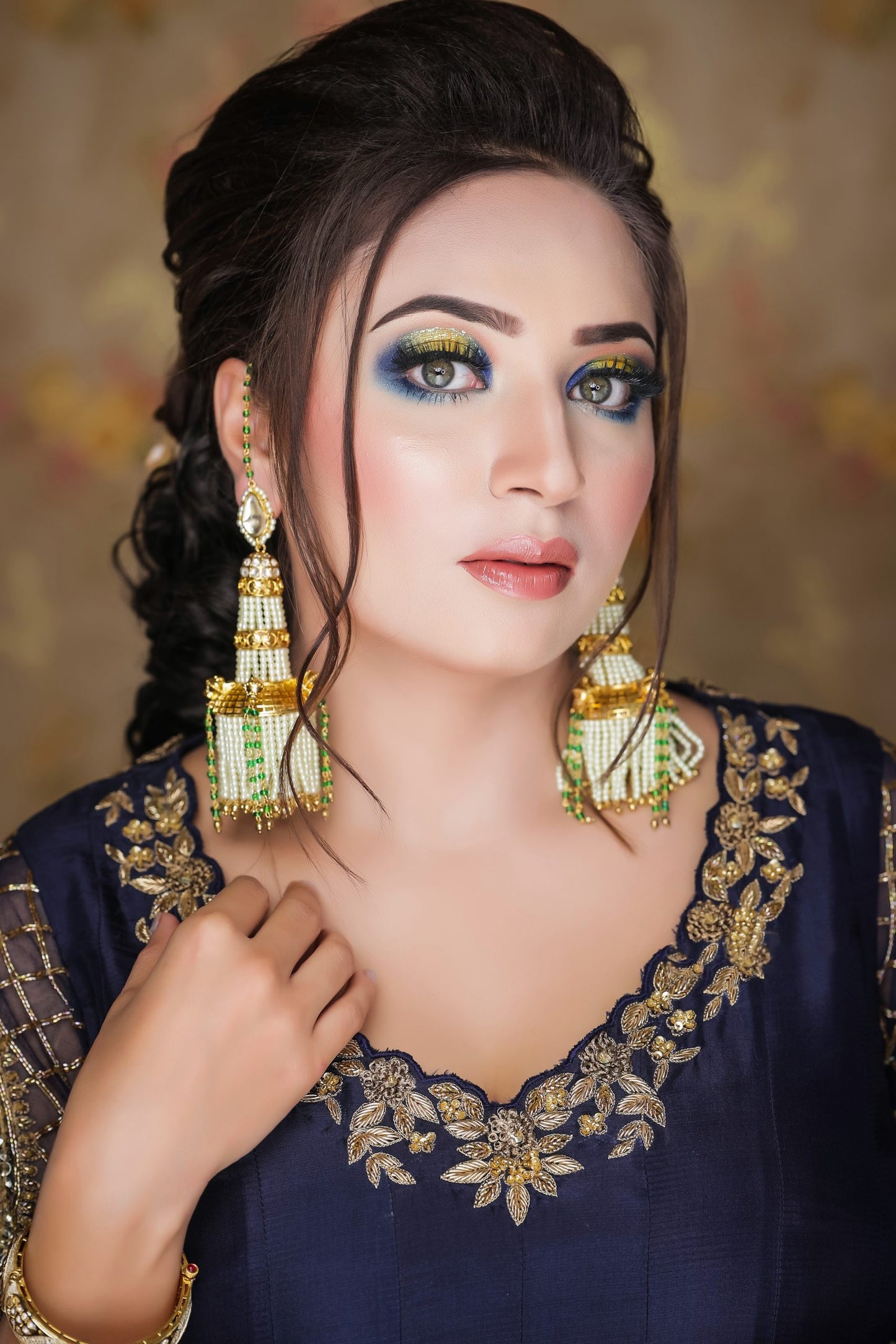 Silk Anarkali With Sharara - NAVY BLUE