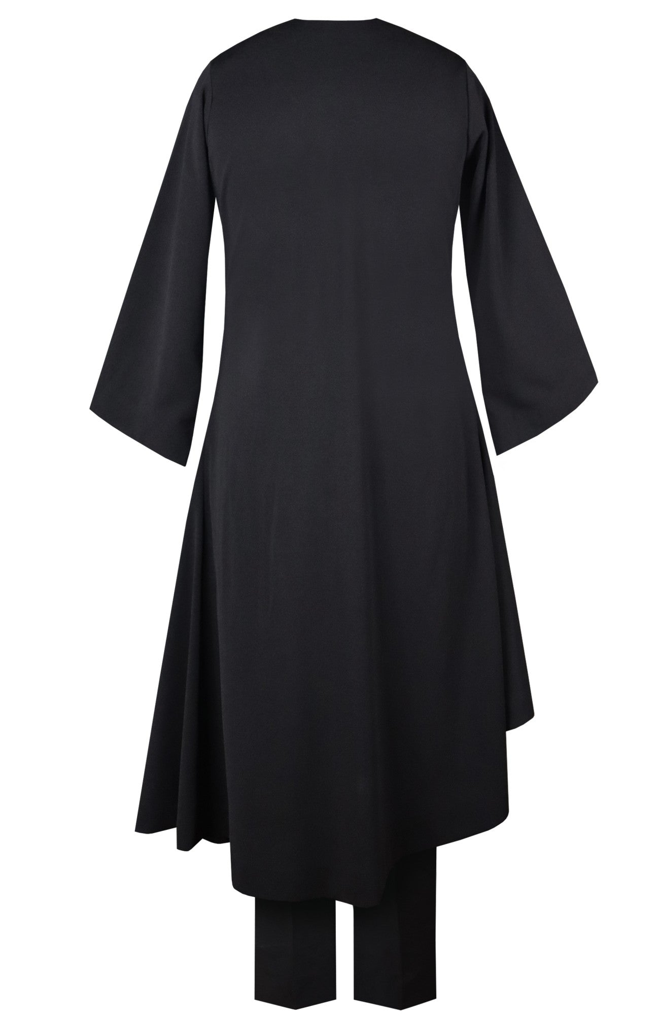 Beaded Palm Asymmetric Kurta Set - BLACK