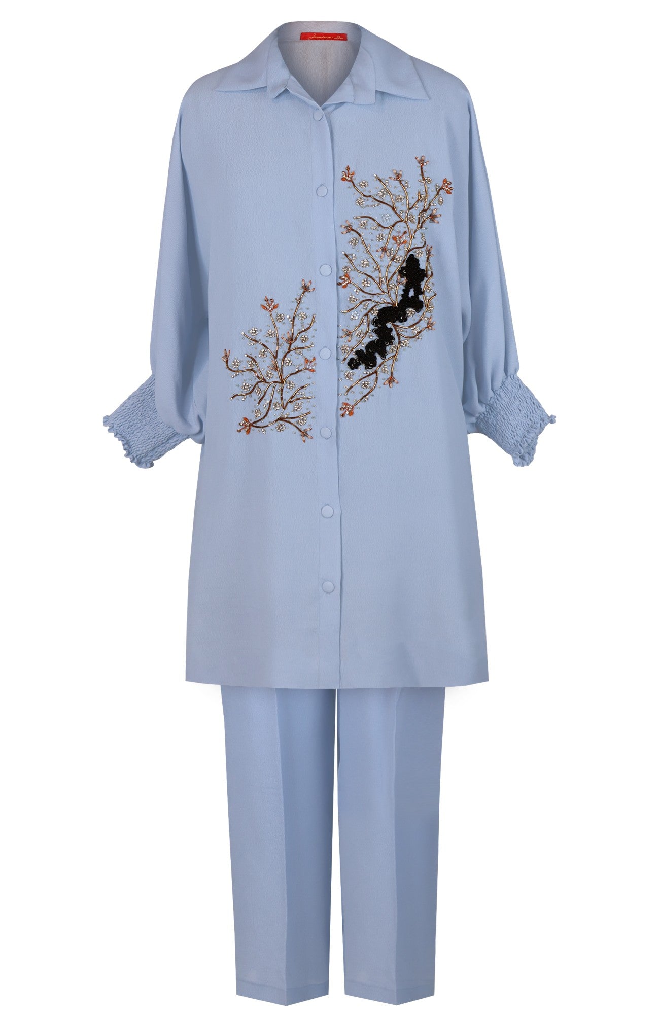 Batwing sleeve long co-ord set - DUSTY BLUE