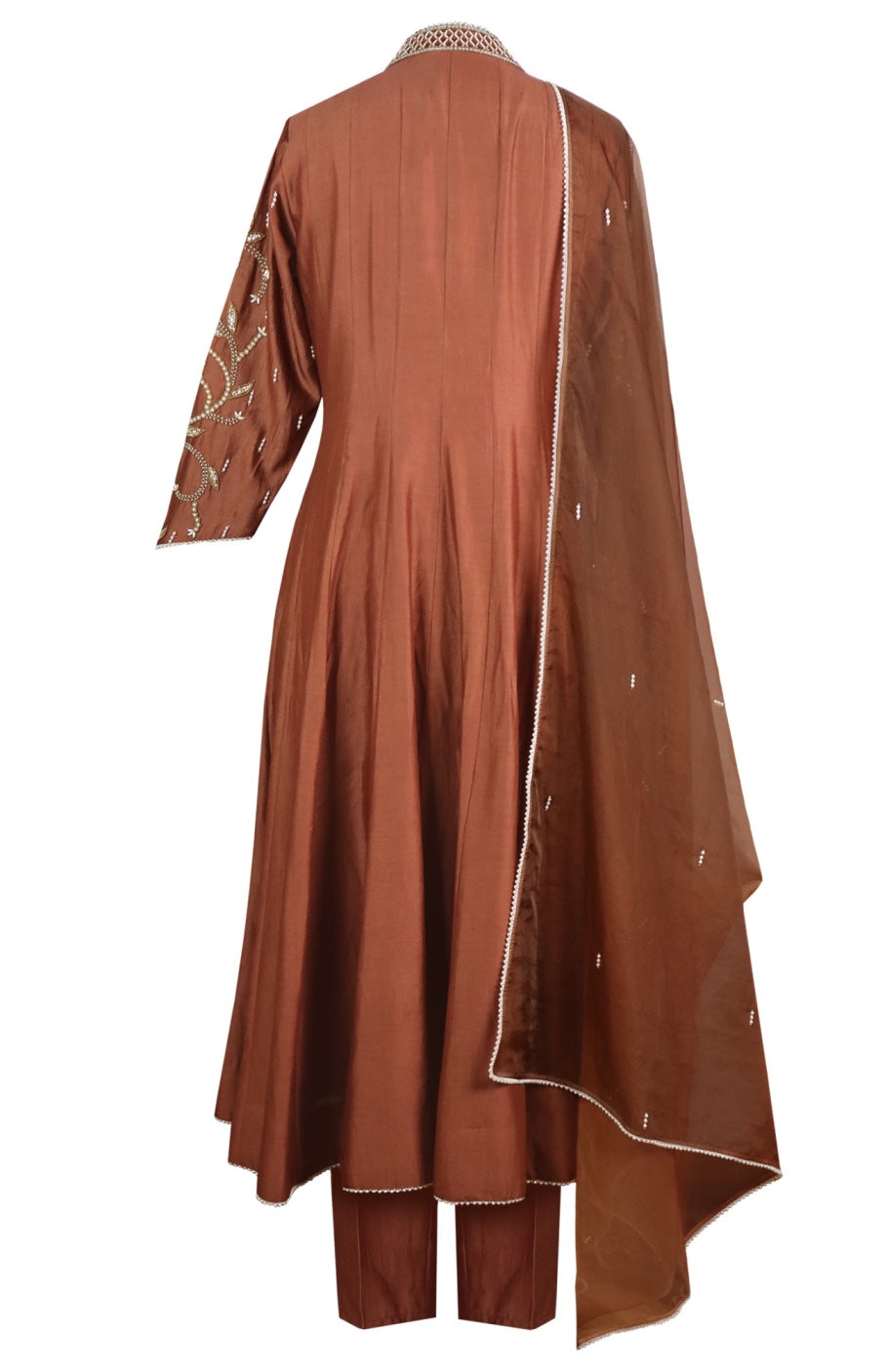 Kora Silk Anarkali With 3D Pearl Embroidery