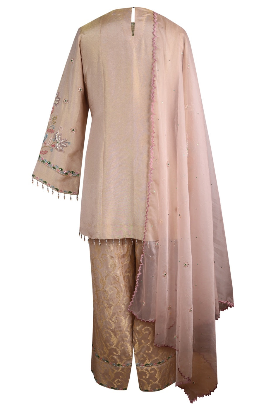 Tissue & Brocade Farshi Suit - NUDE BEIGE