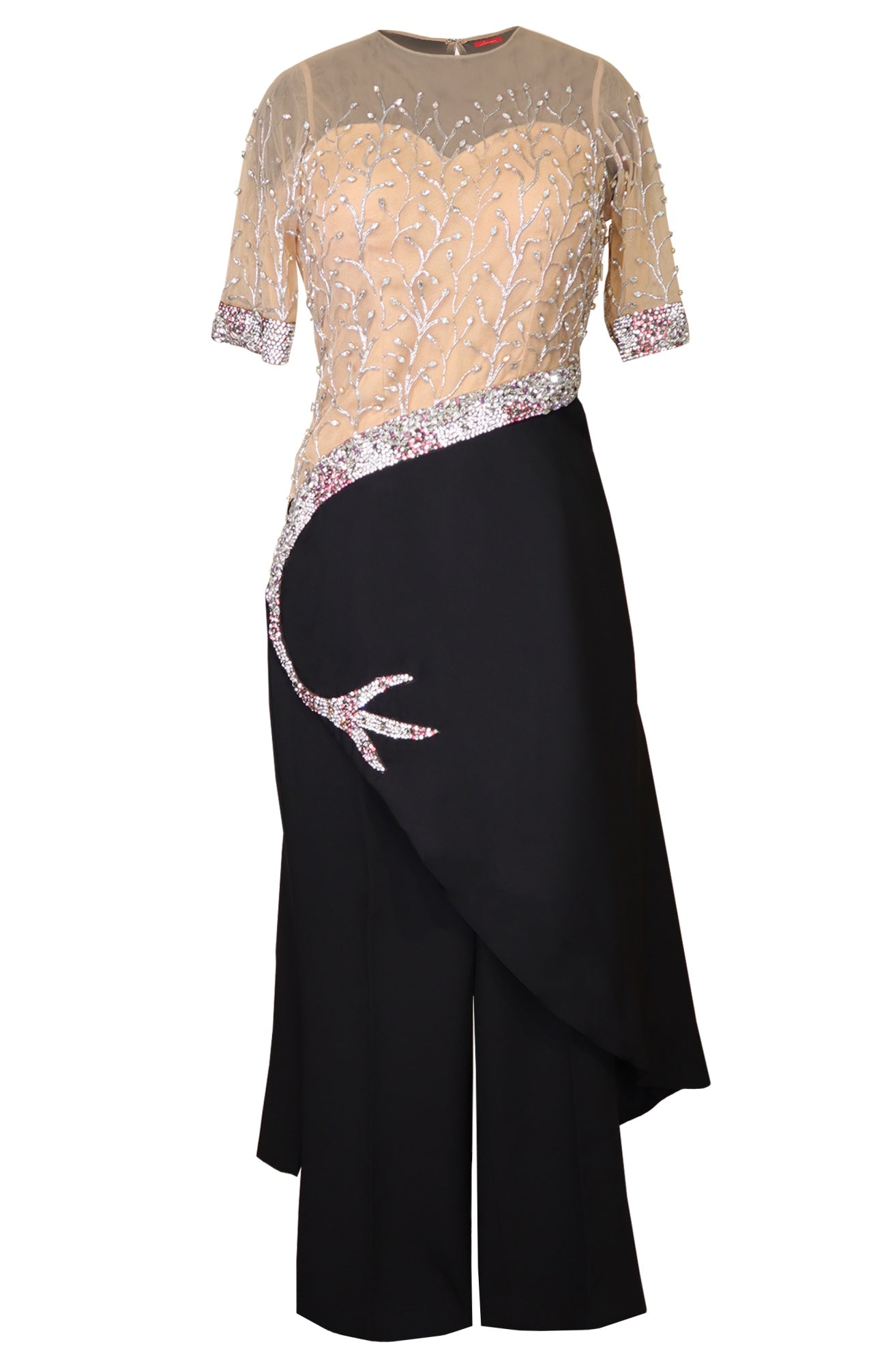 Asymmetric Co-ord Set With Rhinestone Embroidery