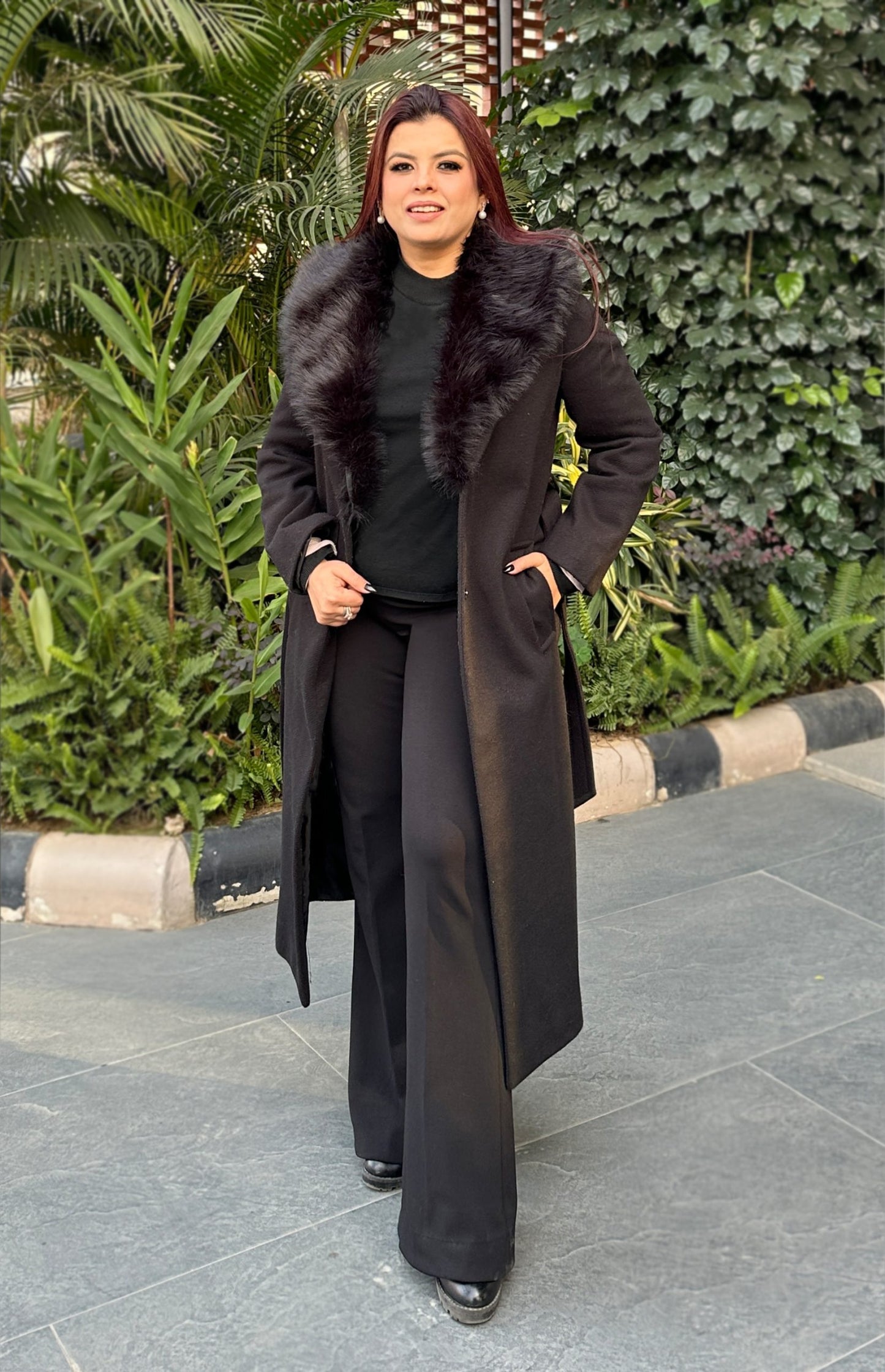 Black Coat With Fur Collar