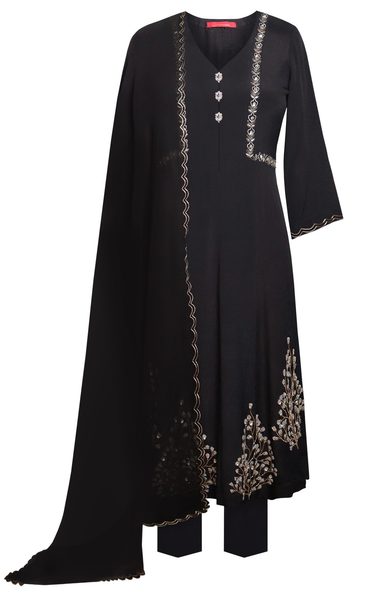 Kalidar Suit With Dabka Embroidery
