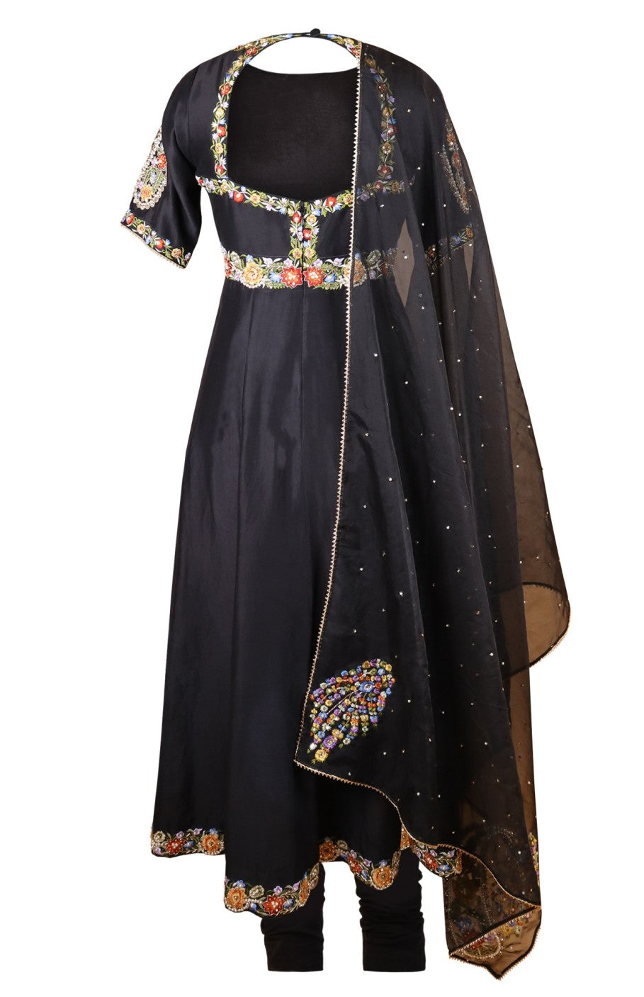 Black Kora Silk Anarkali