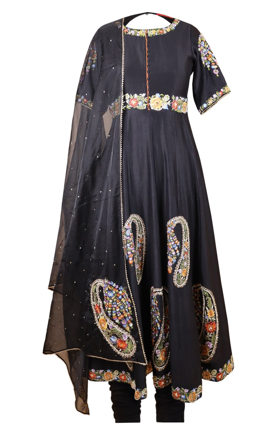 Black Kora Silk Anarkali