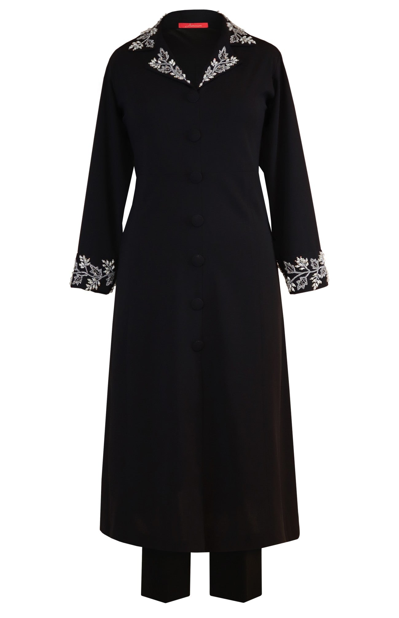 Grape Vine Embroidery Kurta Set With Collar