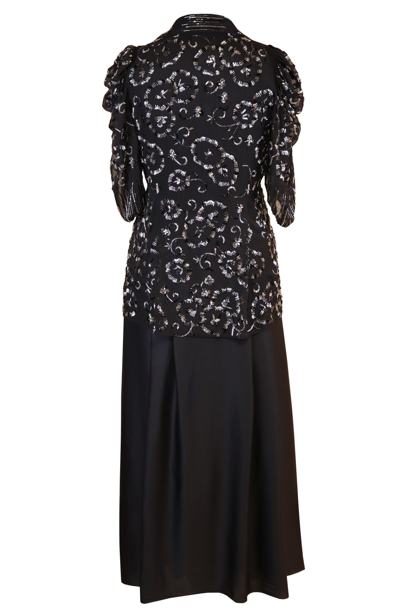 Embellished Jacket With Lungi - BLACK