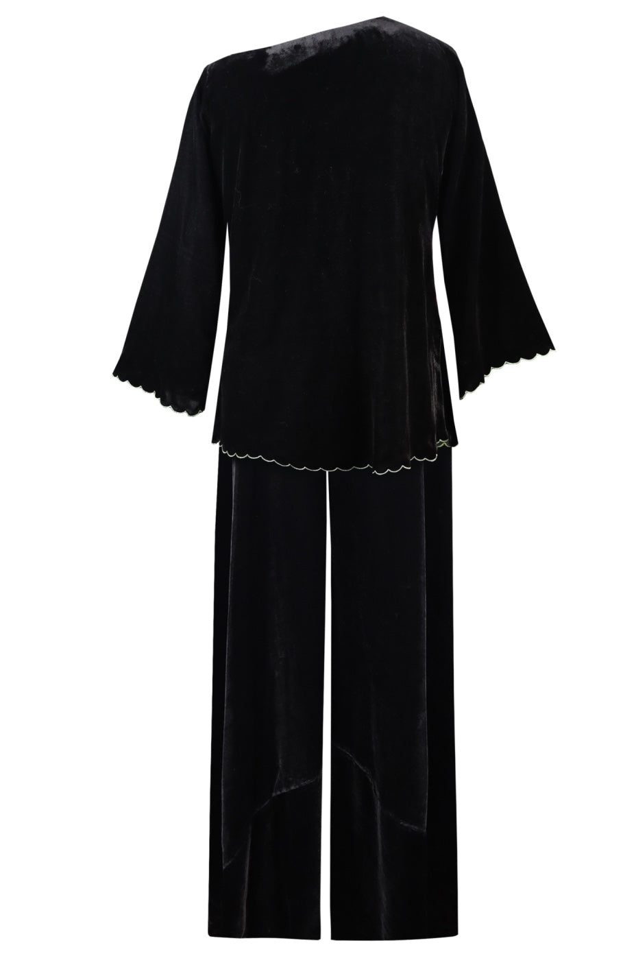 Off Shoulder Velvet Top With Sharara - BLACK