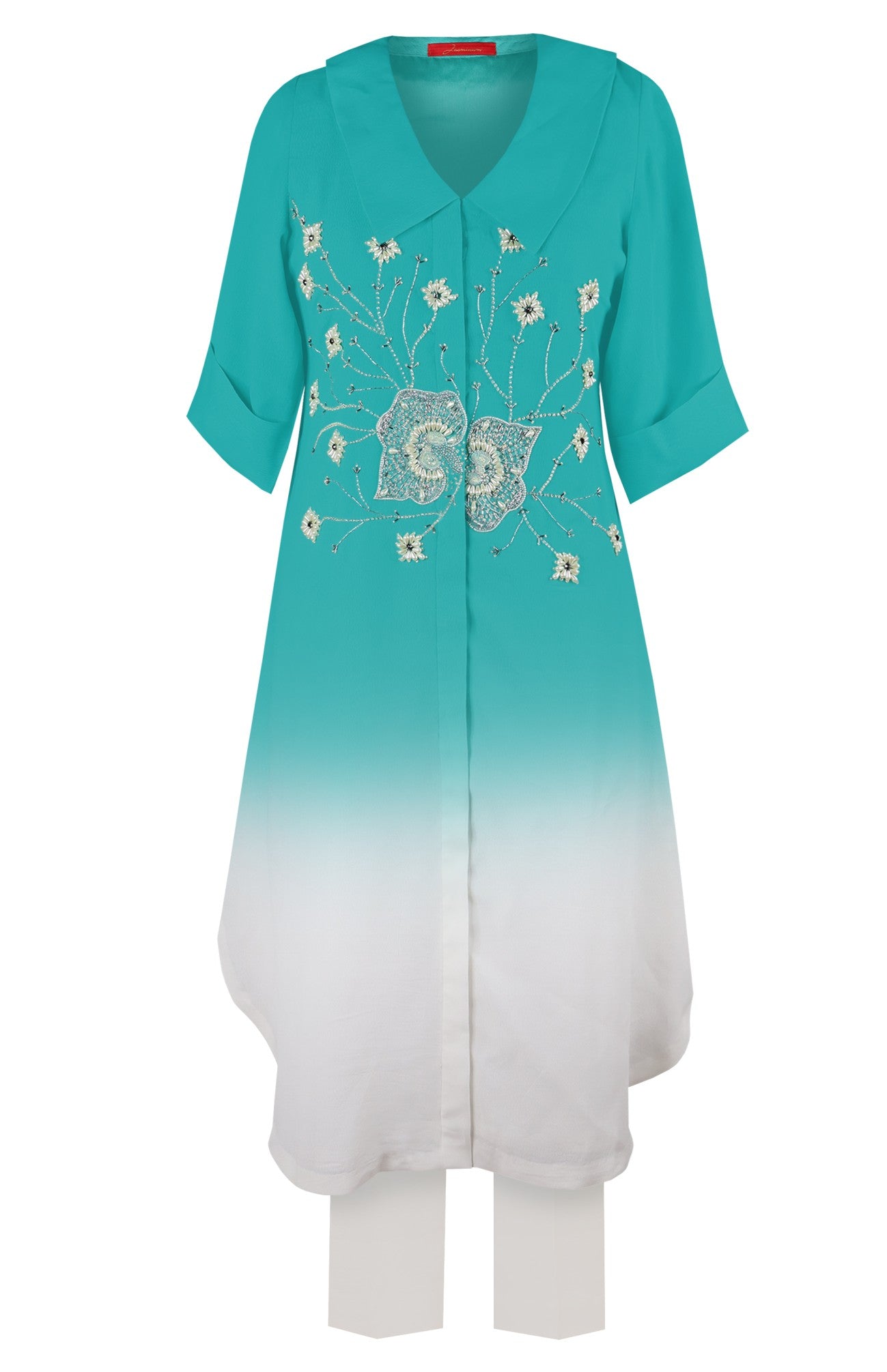 Ombré Kurta Set With Collar