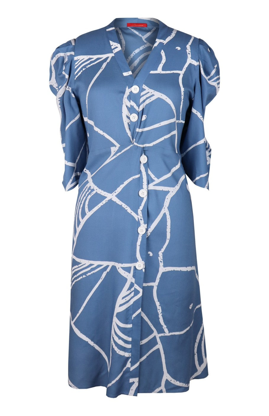 Front Twist Shirt Dress - BLUE