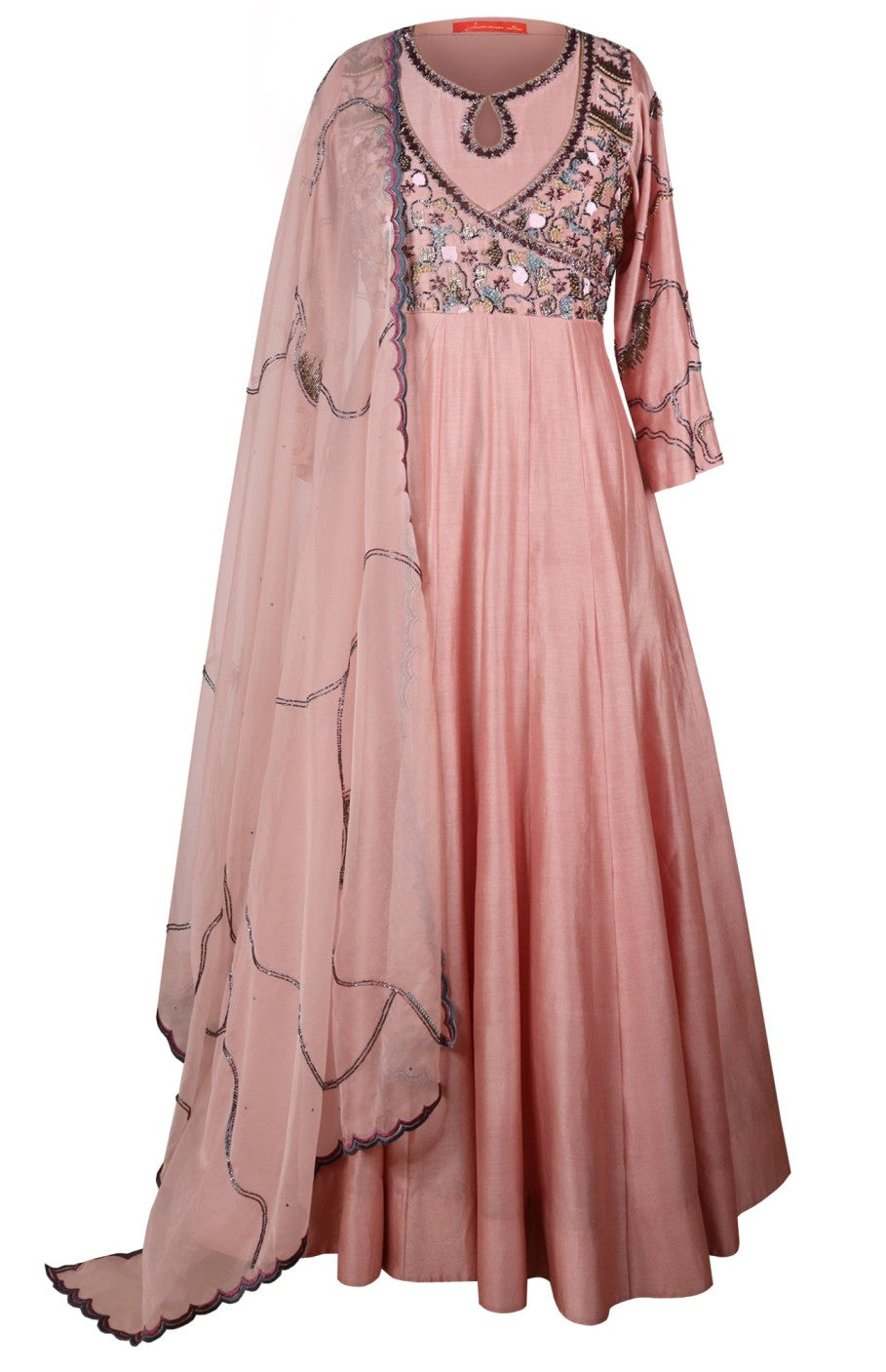Kora Silk Anarkali Gown - BLUSH