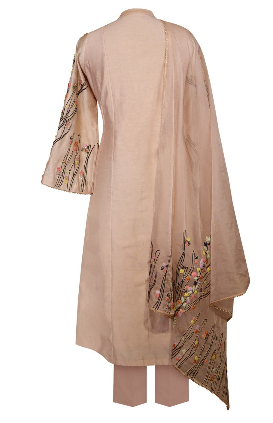 Kora Silk Kalidar Suit With Dori Embroidery - BLUSH