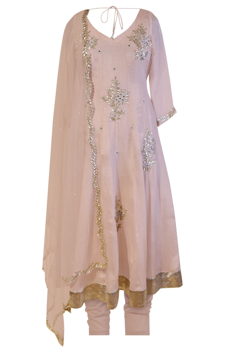 Chiffon Anarkali With Gota Patti Bootas