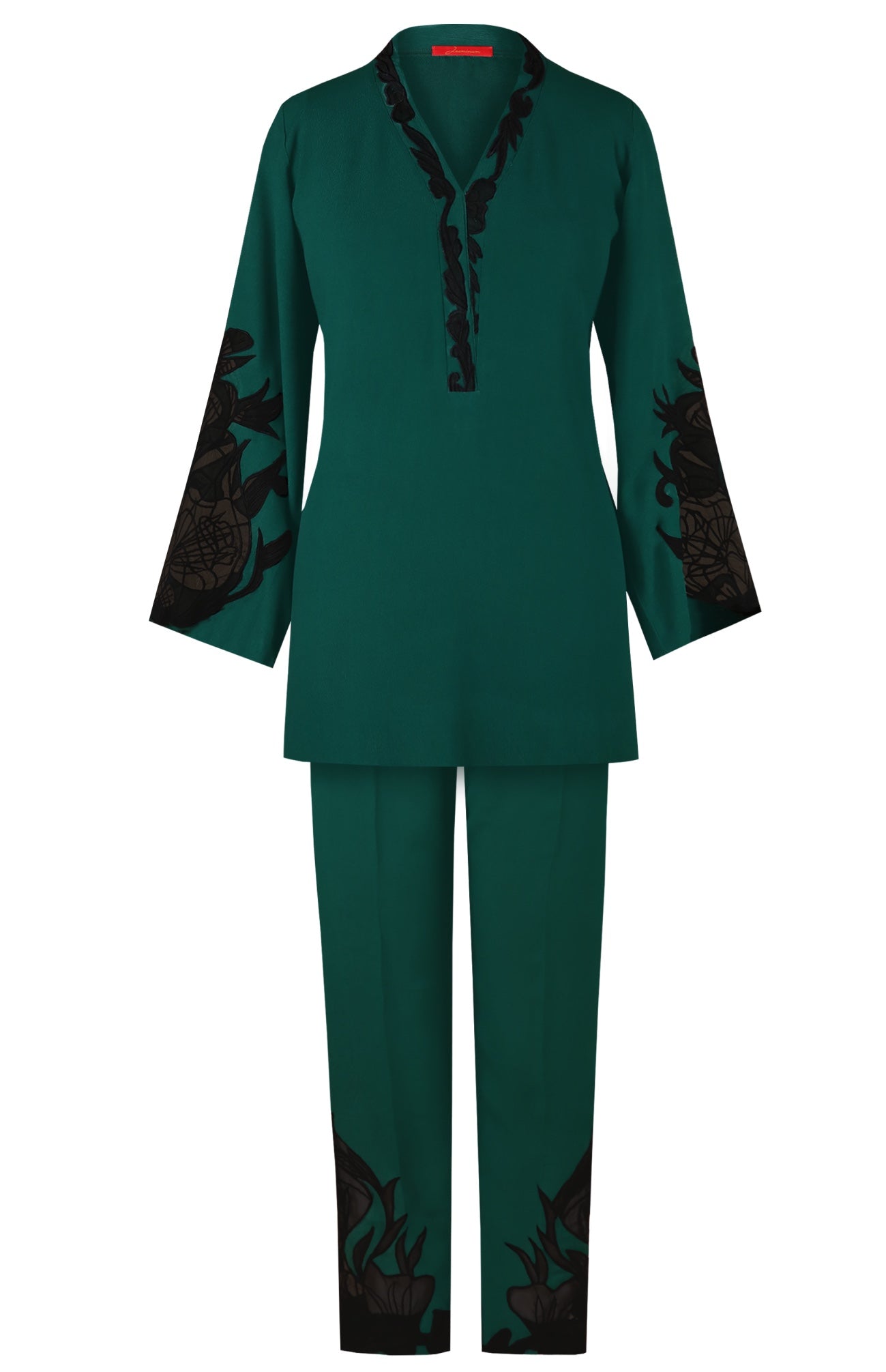 Appliqué Embroidery Crepe Co-ord Set