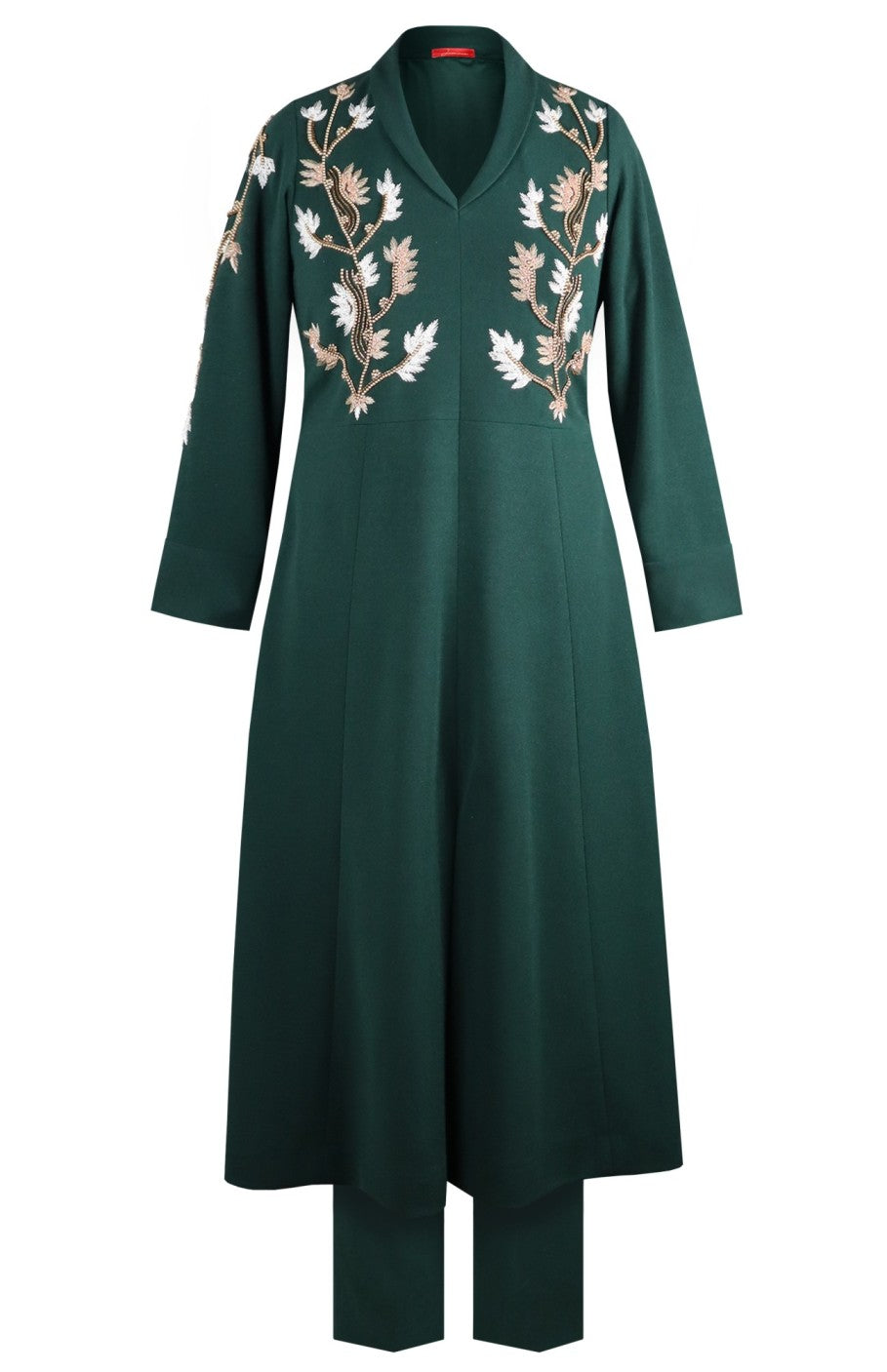 A-Line Kurta Set With Shawl Collar