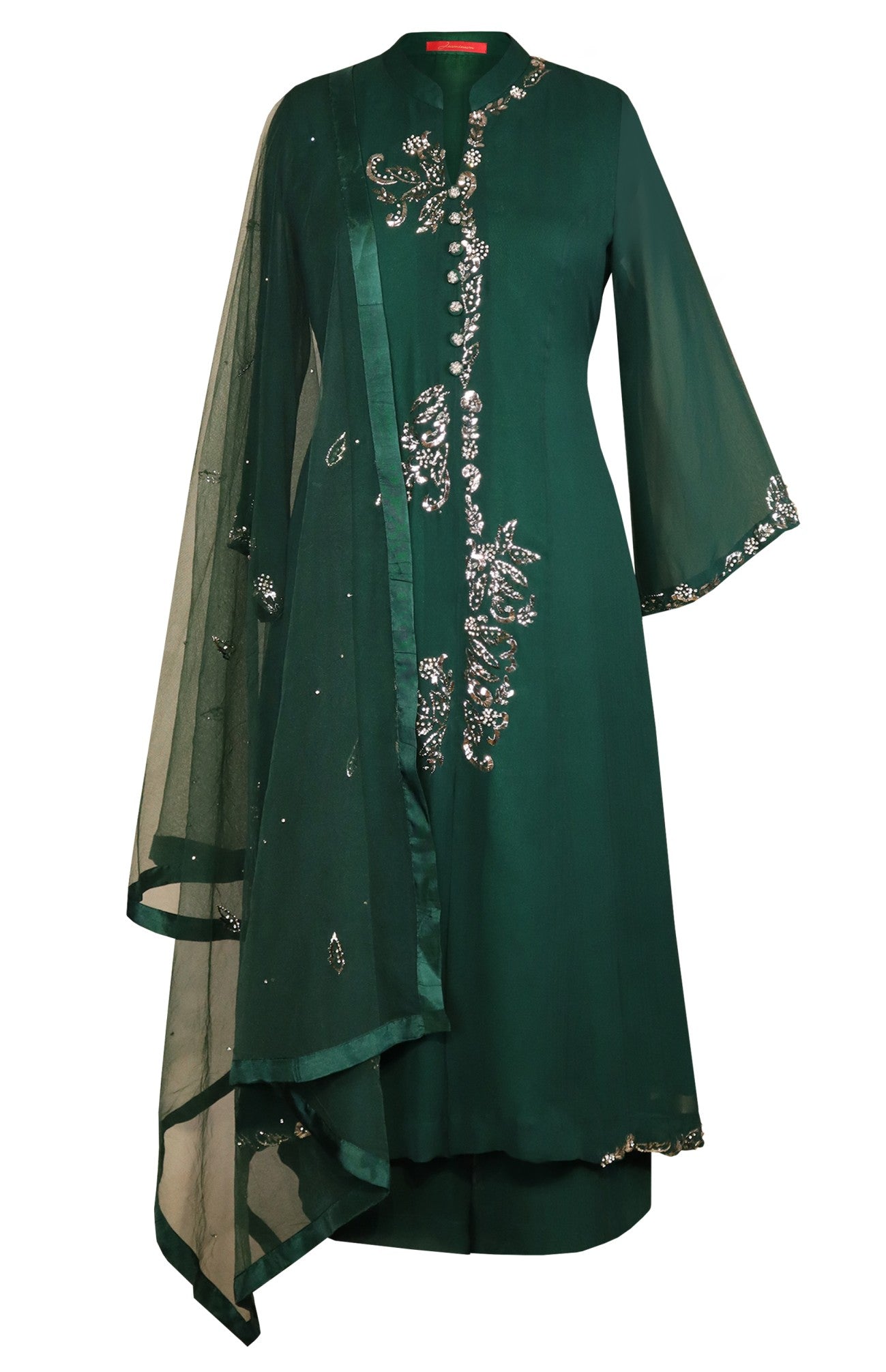 Georgette Kalidar Suit With Mukaish Embroidery