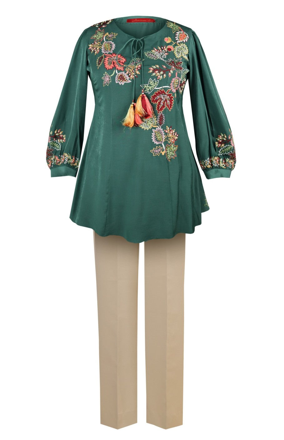 Aari Embroidery Co-ord Set - GREEN