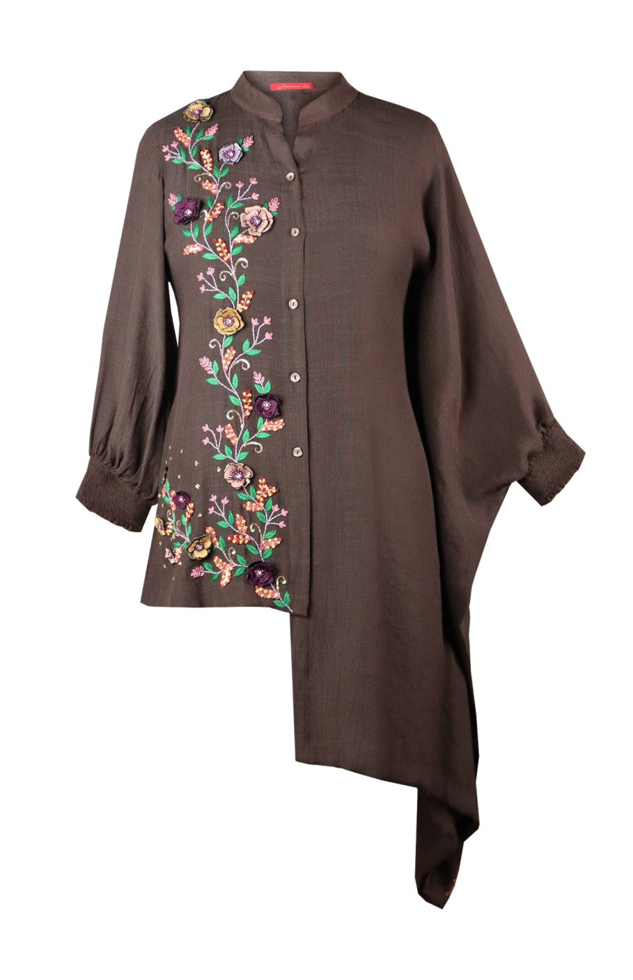 Asymmetric Kaftan Top - BROWN