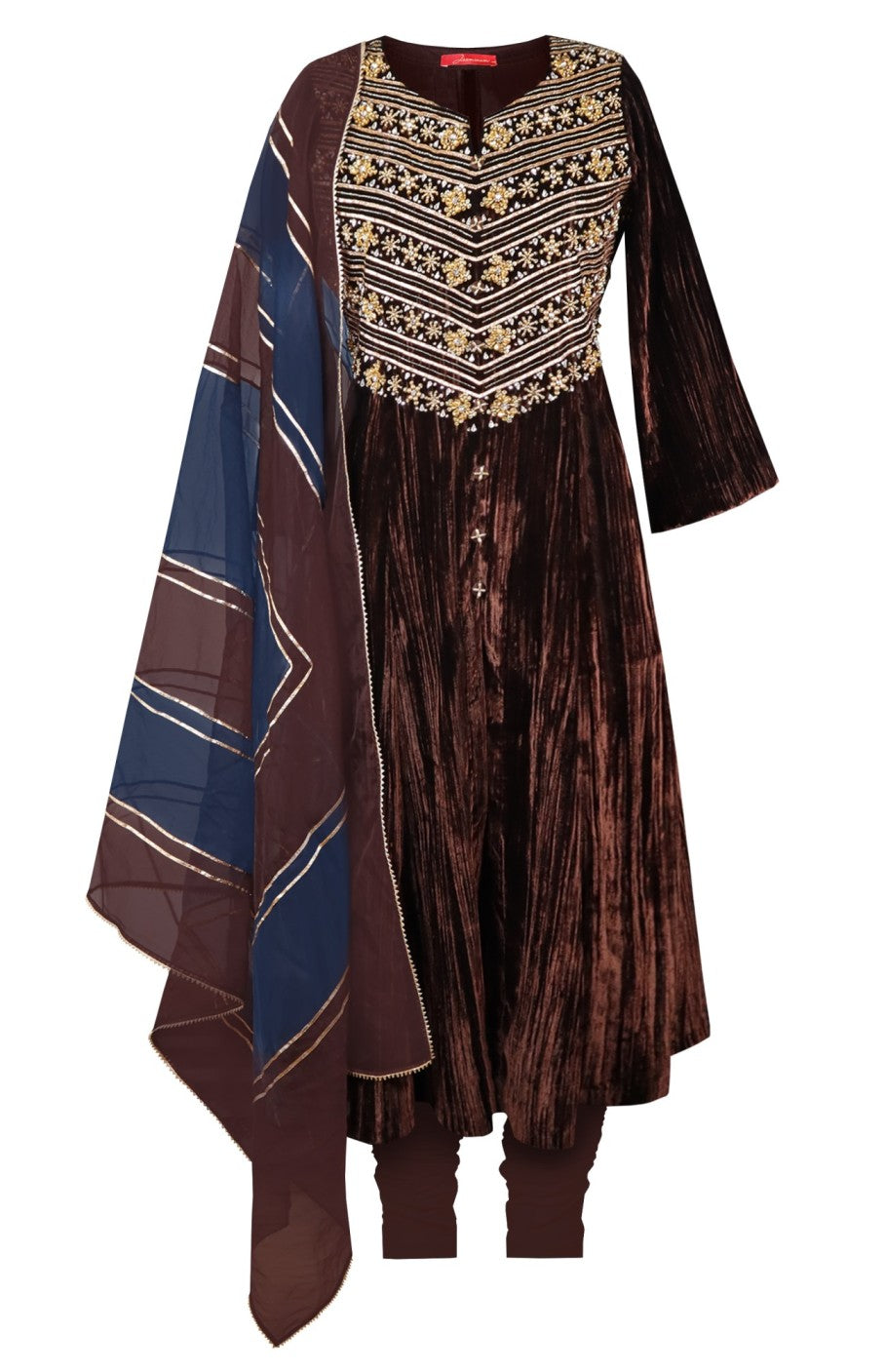 Crinkled Velvet Anarkali